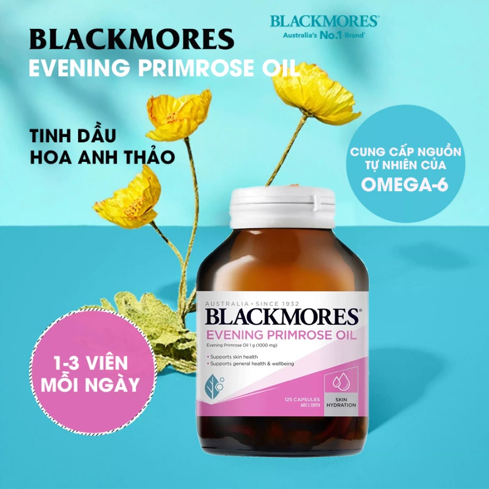 Viên uống tinh dầu anh thảo Evening Primrose Oil Blackmores 125 viên hỗ trợ đẹp da, cân bằng nội tiết