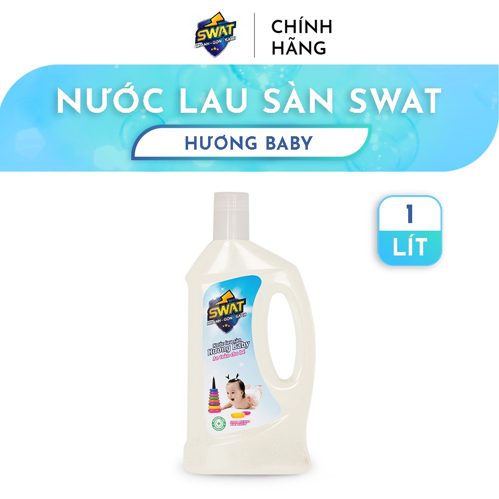 Nước Lau Sàn SWAT Hương Baby An Toàn Cho Bé Chai 1L Tiện Lợi