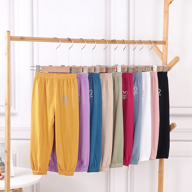 [Babycat] Hàng Có Sẵn Quần Thể Thao Dài Dáng Rộng Bằng Lụa Lạnh Mỏng Chống Muỗi Phong Cách Nhật Hàn Thời Trang Mùa Hè Hàng Bán Chạy Dành Cho Bé Trai Và Bé Gái