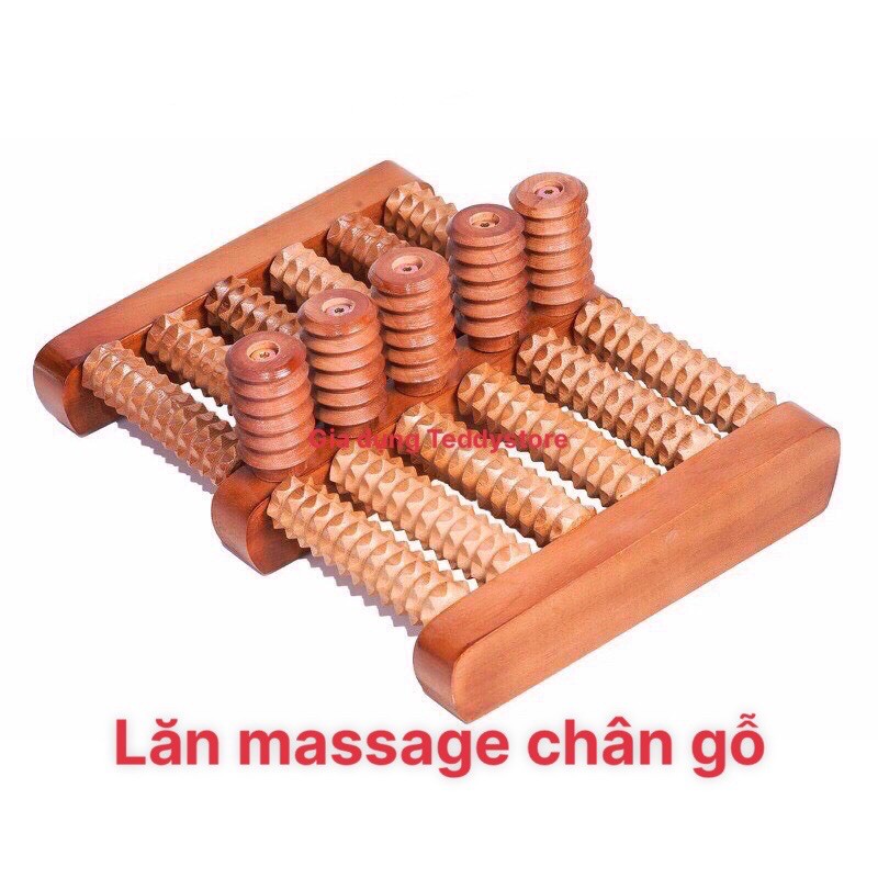 Bàn lăn gỗ massage chân 5 cột và 6 hàng