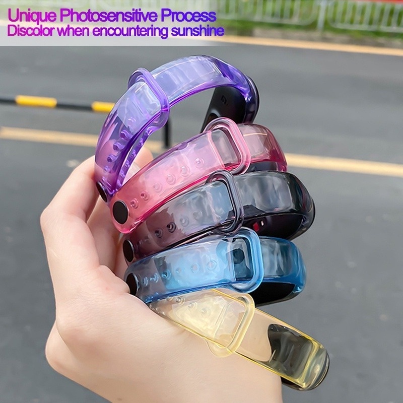 XIAOMI Dây Đeo Thay Thế Trong Suốt Thay Đổi Màu Sắc Độc Đáo Cho Mi Band 7 6 5 4 3