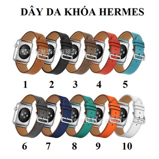 Dây da bò thật khóa Hermes cho Apple Watch