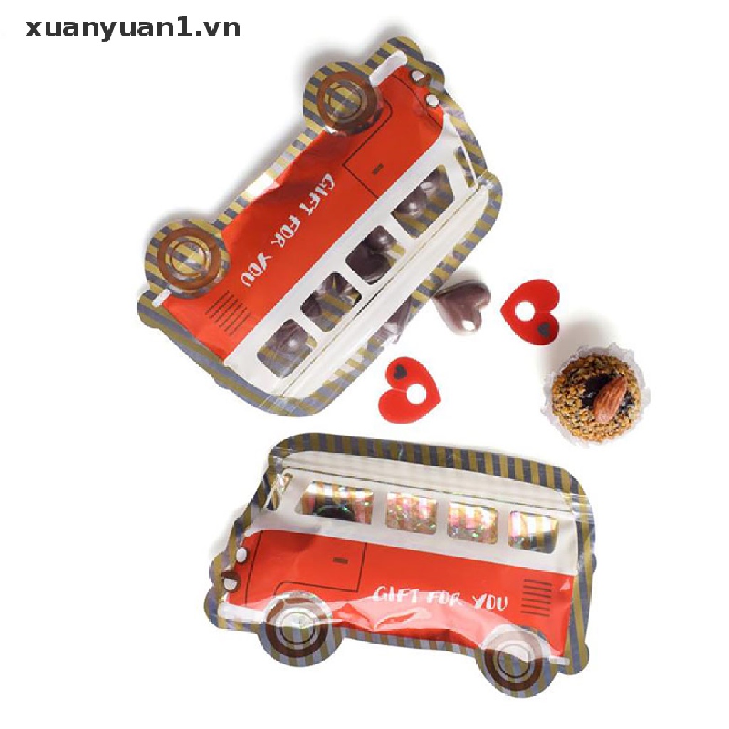 Set 10 Túi Zip Đựng Quà Sinh Nhật Cho Bé Hình Xe Buýt