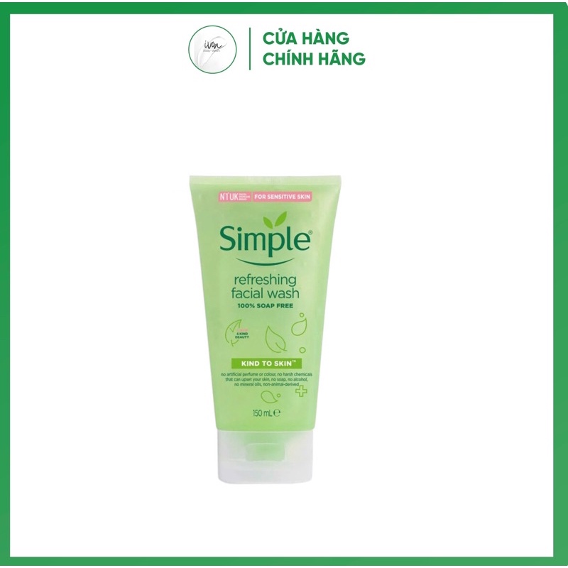 Sữa Rửa Mặt Simple Giúp Da Sạch Thoáng 150ml