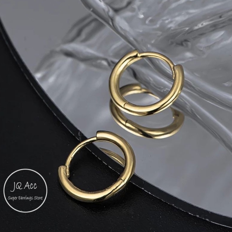 Bông Tai Titan Nữ Bộ Khuyên Tai Tròn Bằng Thép Titan Không Gây Dị Ứng Thời Trang Cho Nữ