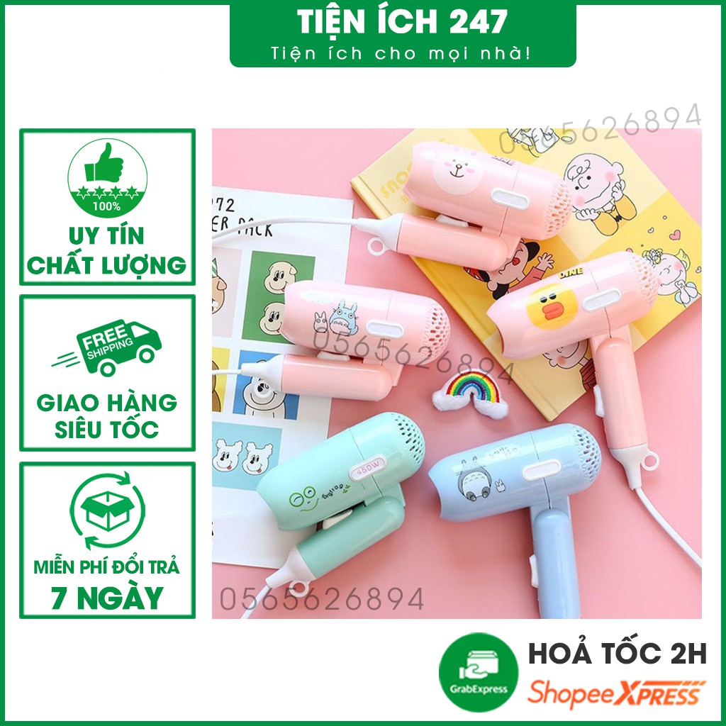 Máy sấy tóc mini icon siêu cute 🍓Freeship🍓 tích hợp 2 chế độ sấy, có thể gấp gọn đi du lịch đi chơi