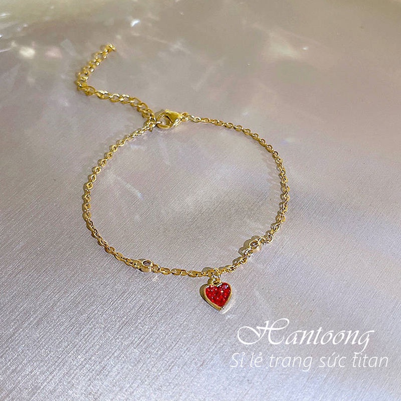 Vòng tay titan nữ lắc tay titan hình trái tim xinh xắn dễ thương phong cách trẻ trung mẫu mới 2022