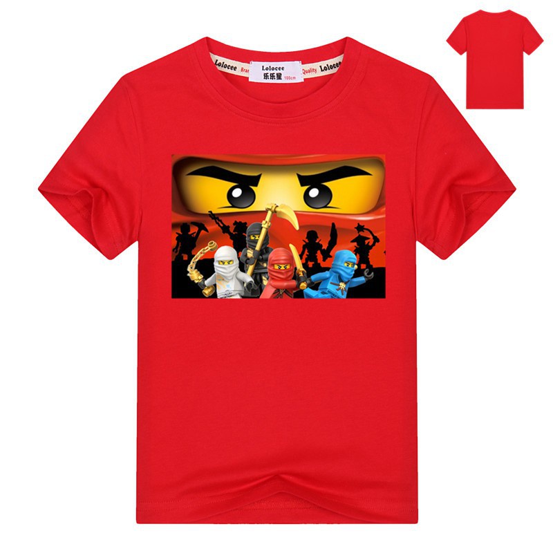 🔥HOT🔥 Áo thun cotton ngắn tay in hình hoạt hình Ninjago thời trang mùa hè cho bé