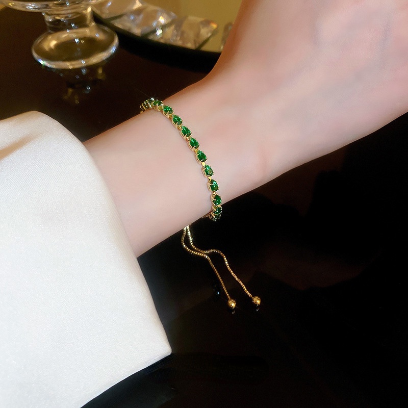 Vòng Tay Đính Đá Zircon Hình Giọt Nước Đơn Giản Thời Trang Cao Cấp Có Thể Điều Chỉnh Cho Nữ