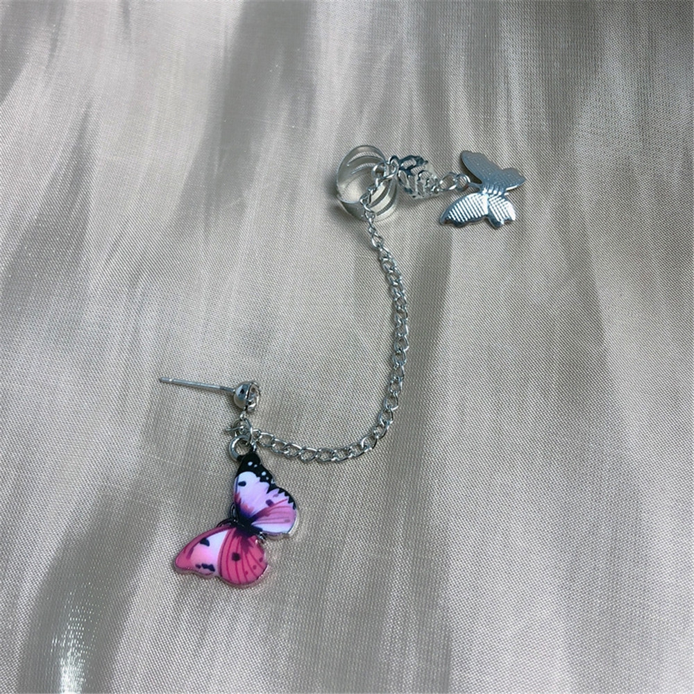 1 Khuyên Vành Tai Hình Bướm Xanh Phong Cách Retro