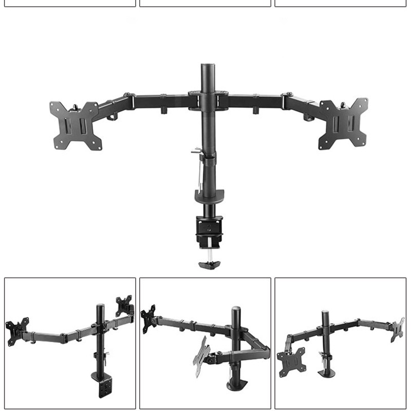 Giá Treo Màn Hình Đôi Arm Màn Hình 27inch Thân Trụ Chịu Lực Chắc Chắn Tay Nâng Màn Hình Xoay 360 Độ