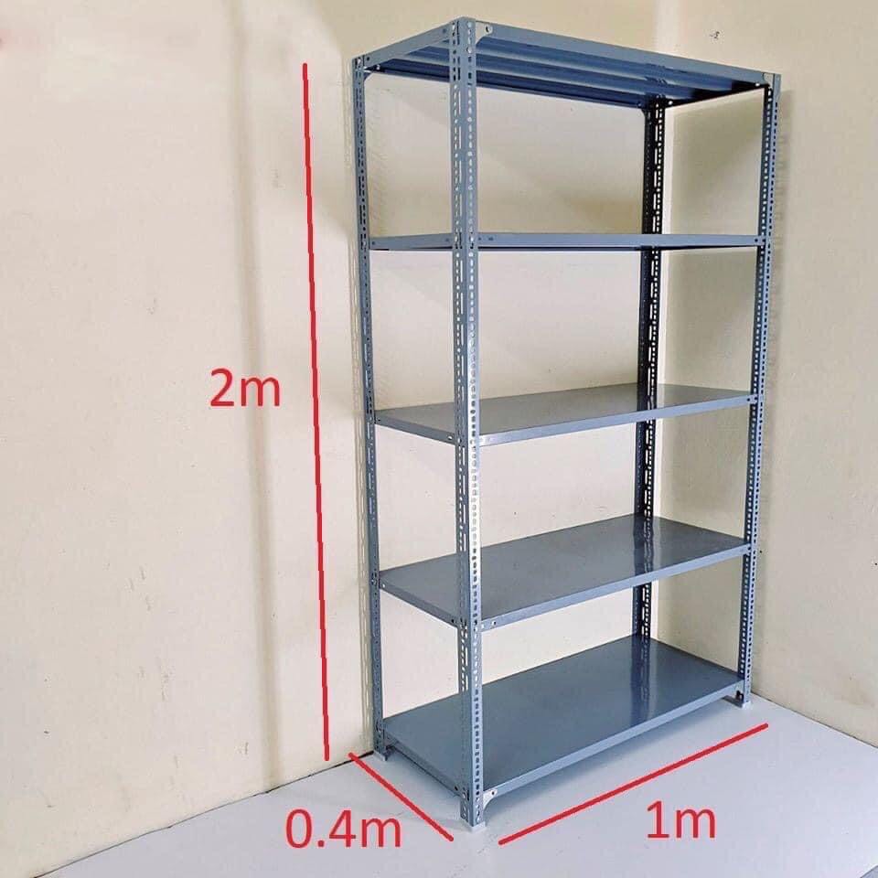 Kệ sắt V lỗ đa năng đựng đồ: Cao 1m8 x dài 1m x rộng 40cm 5 tầng
