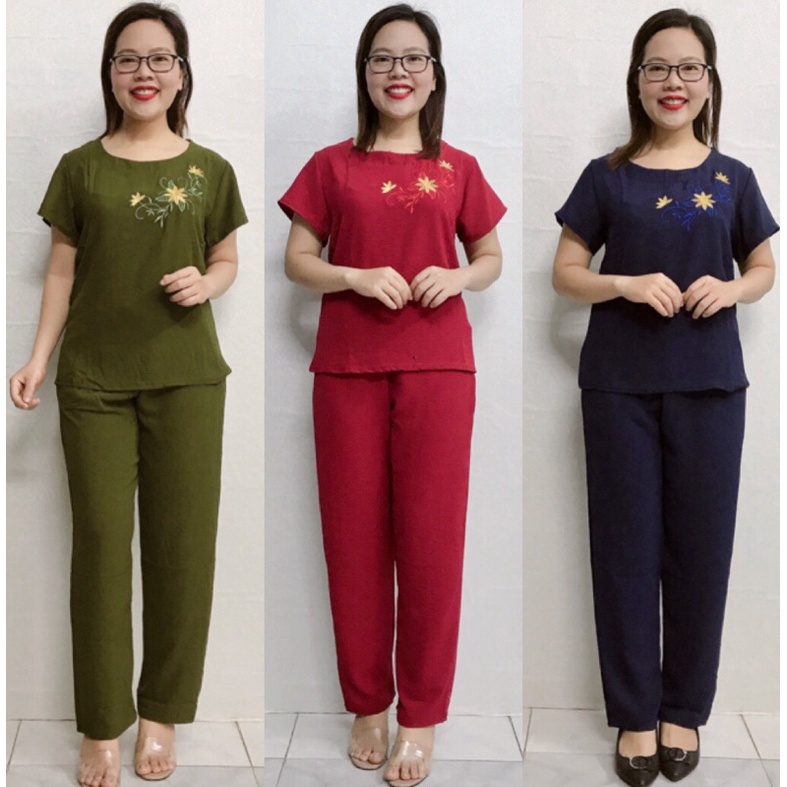 Đồ bộ Trung Niên -Bộ đũi Tay Cộc Quần dài Ống Côn Trung Niên