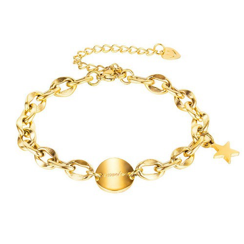 Lắc Tay Dây Xích Mặt Tròn Và Ngôi Sao Titan Ko Đen TT 3477