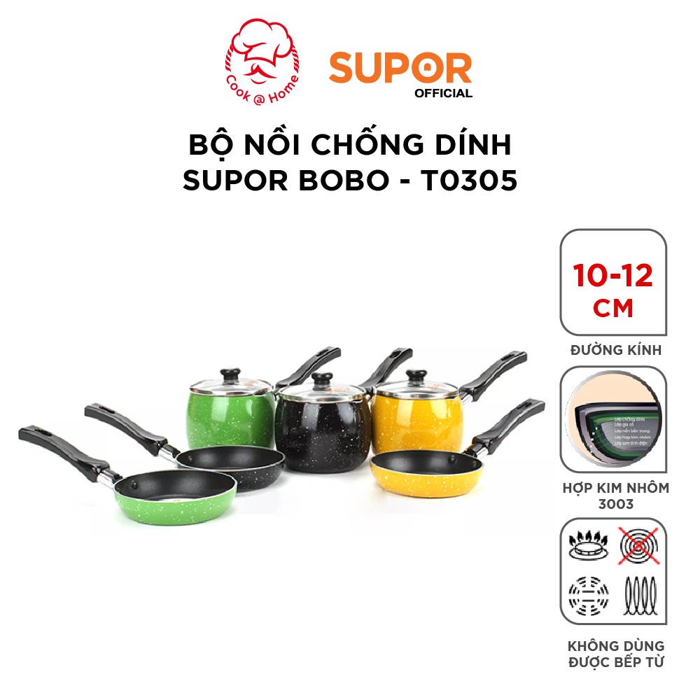 Bộ nồi chống dính Supor Bobo mini T0305