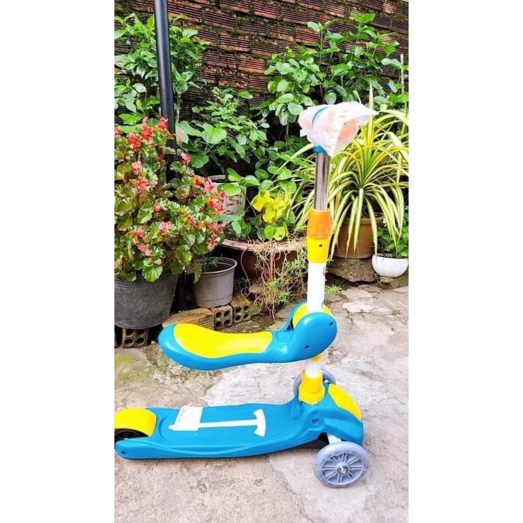Xe Trượt Scooter Trẻ Em Có Ghế Gấp Gọn 3 Bánh Phát Sáng, Có Nhạc Và Đèn Báo, Dành Cho Bé Từ 2-12 Tuổi