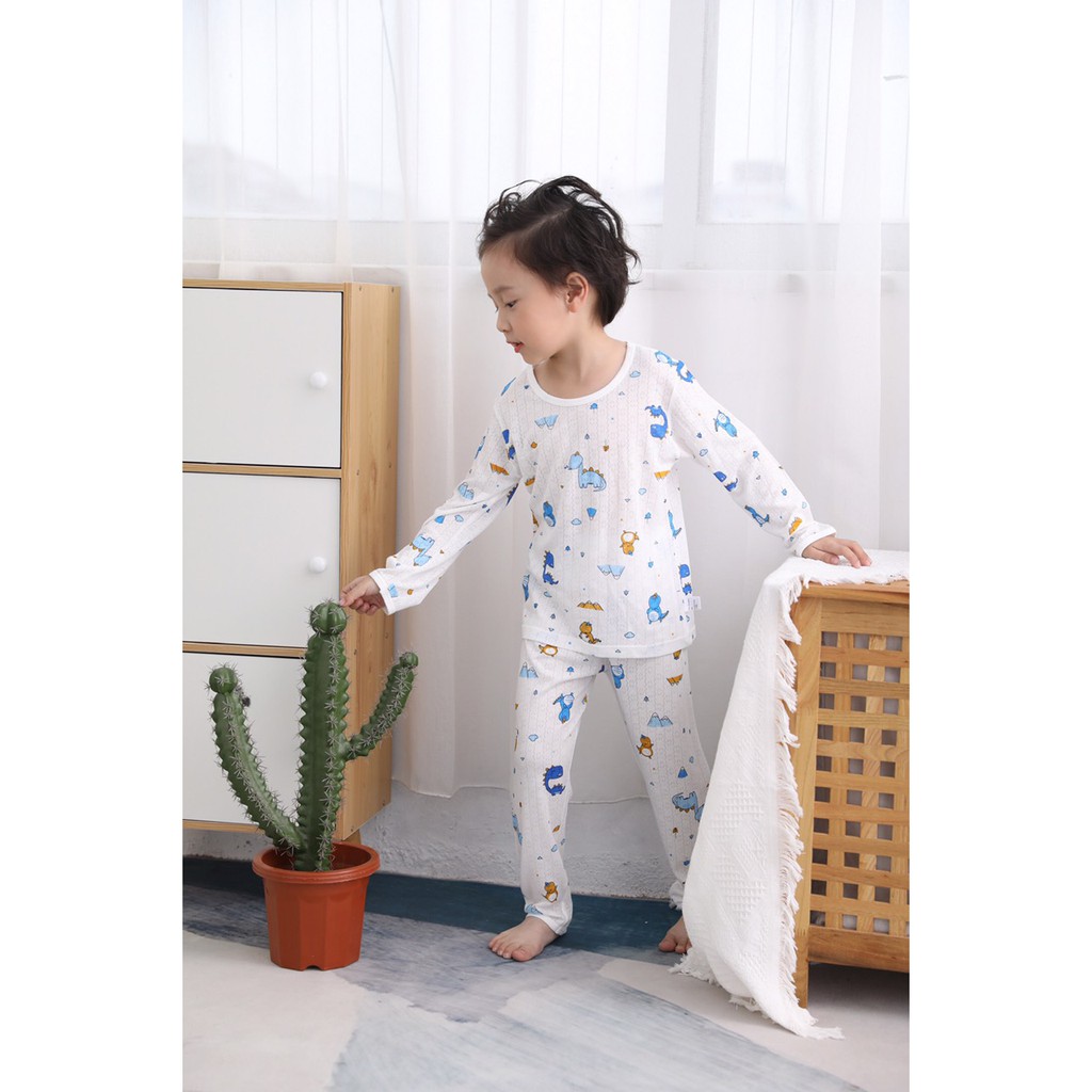 Bộ Dài Tay Cho Bé Mặc Mùa Hè, Đồ Bộ Thun Cotton Lươid Sợi tre size 73-130(1-7 tuổi)