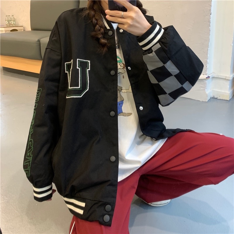 Áo Khoác Bomber Nam Nữ Hoạ Tiết Caro Chất Kaki Gió Mỏng 2 Lớp Form Rộng Unisex