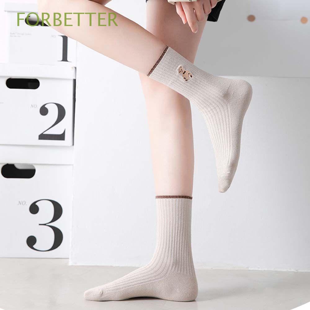 Đôi vớ thể thao bằng vải cotton thoáng khí họa tiết kẻ sọc thêu hình gấu dễ thương nhiều màu sắc thời trang cho nữ