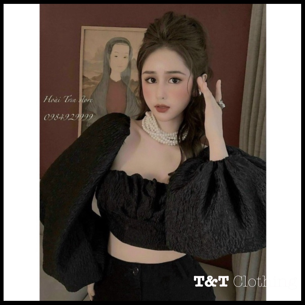 ÁO TIỂU THƯ TAY PHỒNG CỘT NƠ XINH CÓ MOD NGỰC | Áo kiểu nữ cột nơ &amp; Áo croptop - AK0013 | 23tshop