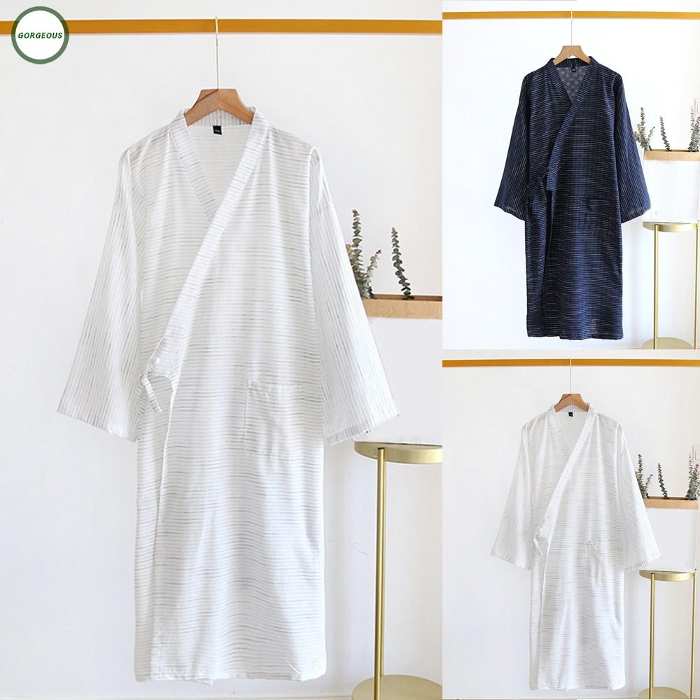 Mens Home Robe Kimono Yukata Pajamas Japanese Bathrobe Gown Nightwear