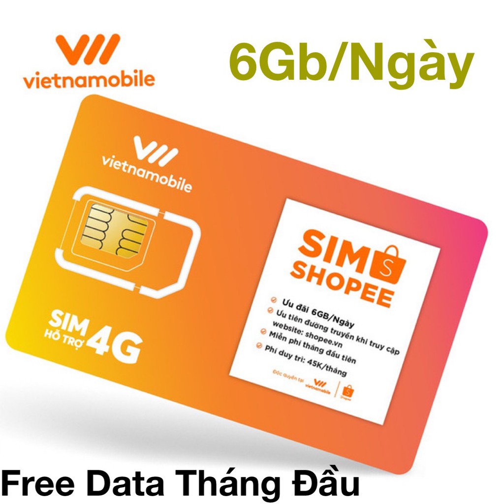 Sim 3G 4G VN 6Gb tốc độ cao/ ngày, sim mạng internet miễn phí gọi điện nhắn tin, TK chính tặng 40K DATA shop
