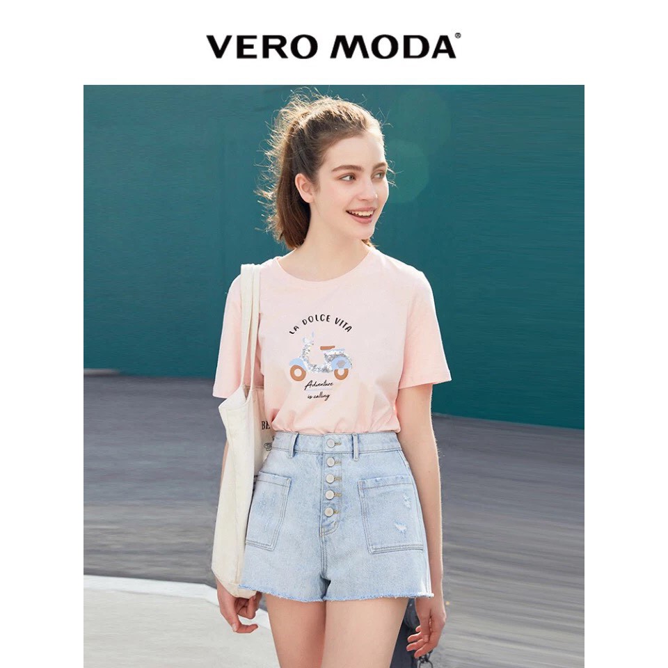 Áo Phông Tay Lỡ Nữ In Hình Vespa, Trẻ Trung, Co Giãn, Thoáng Mát, Năng Động