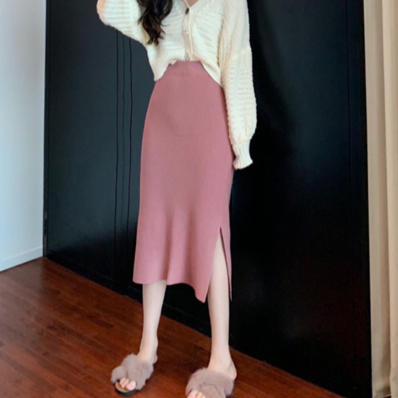 Chân Chân Váy Dệt Kim Dáng Chữ A Lưng Cao Xẻ Tà Thời Trang Cho Nữ | BigBuy360 - bigbuy360.vn