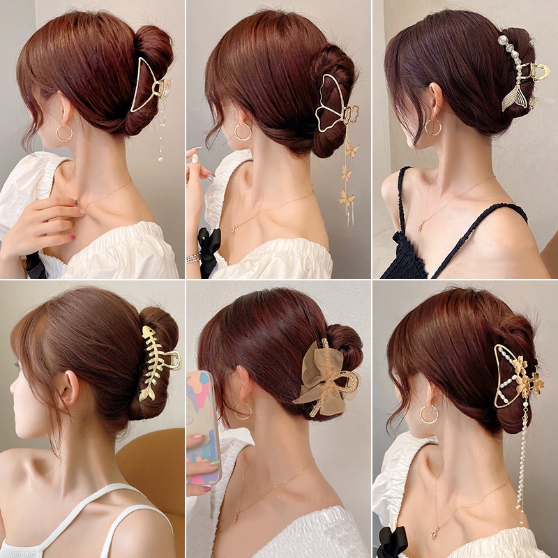 Kẹp Tóc Hình Bướm Chất Liệu Hợp Kim Màu Vàng Phong Cách Hàn Quốc Thời Trang