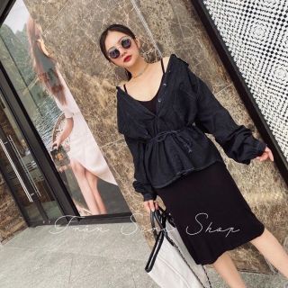 🌺stb19z281511 set đầm body hai dây phối áo jeans🌺
