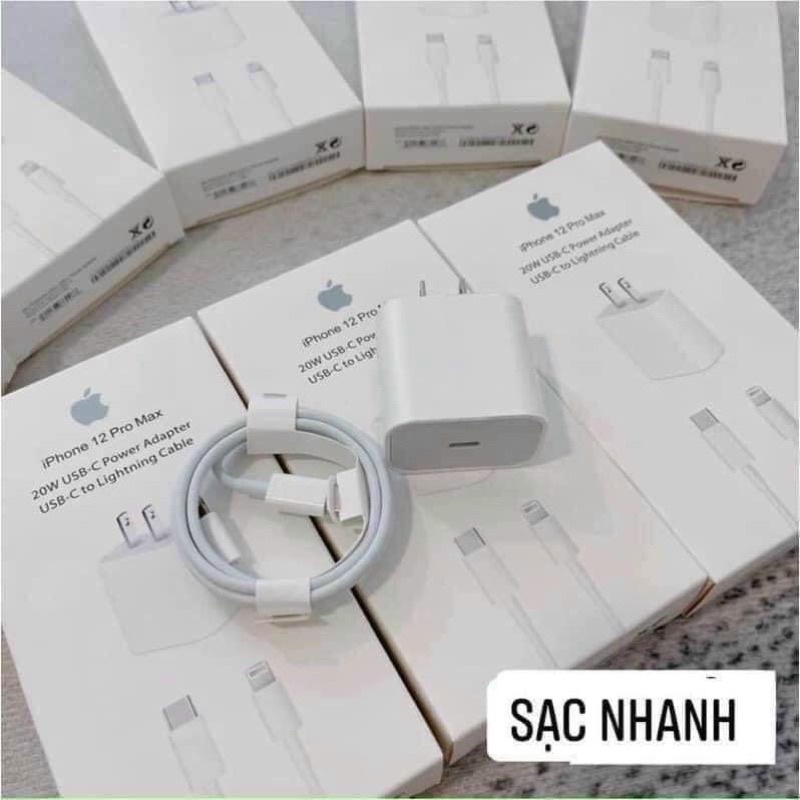 Bộ Sạc Nhanh ĐT IPgồm 1 củ sạc và 1 dây cáp,20W dùng cho IP6 đến 12 pro max