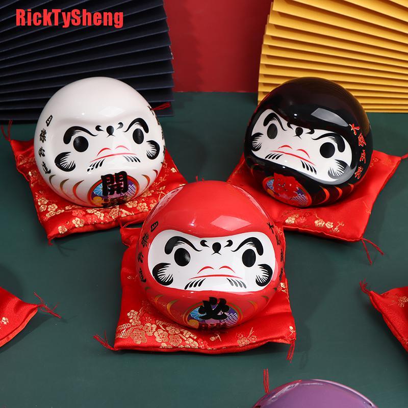 Ống Heo Tiết Kiệm Hình Búp Bê Daruma May Mắn Bằng Gốm Sứ Phong Cách Nhật Bản