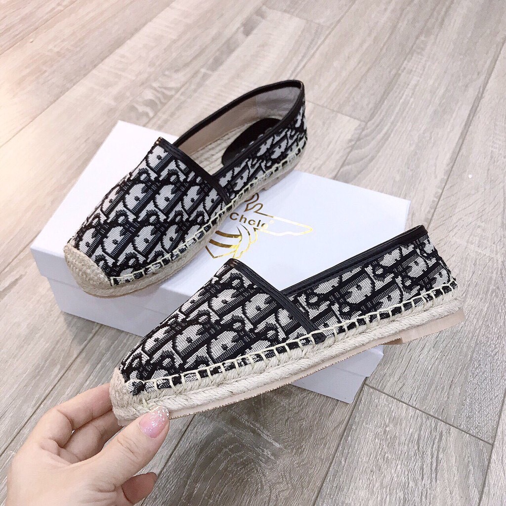 Giày slip on da pha ren viền cói hàng đẹp | BigBuy360 - bigbuy360.vn