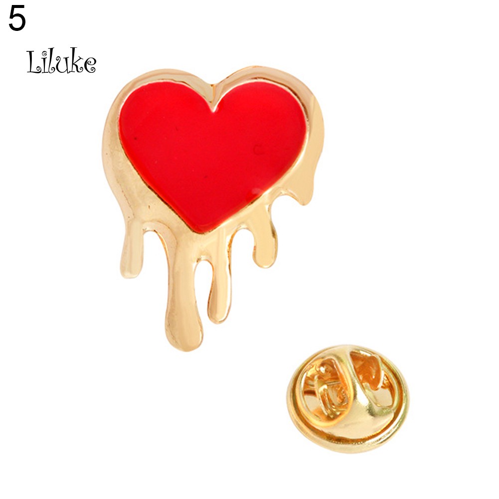 【LK】Unisex Cartoon Bulldog Lips Heart Brooch Pin Badge Clothes Coat Decor