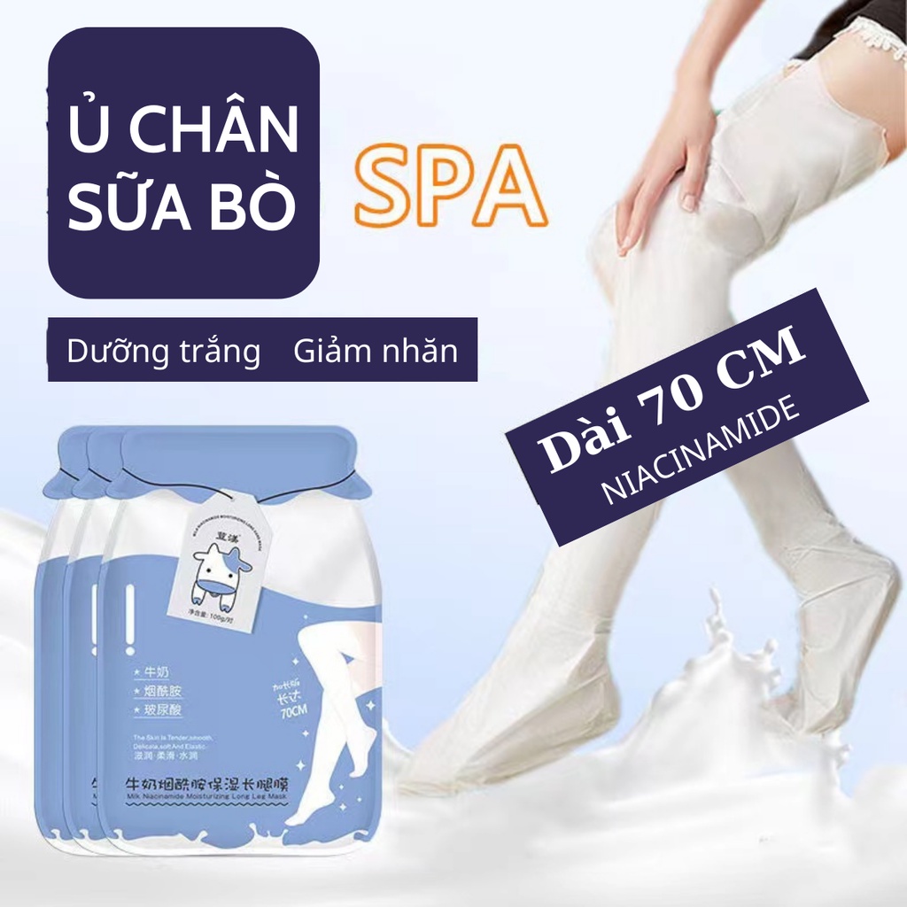 Mặt Nạ Ủ Chân 70CM SỮA BÒ NIACINAMIDE Trắng Da Giảm Thâm Giảm Nhăn Mịn Màng nội địa Trung