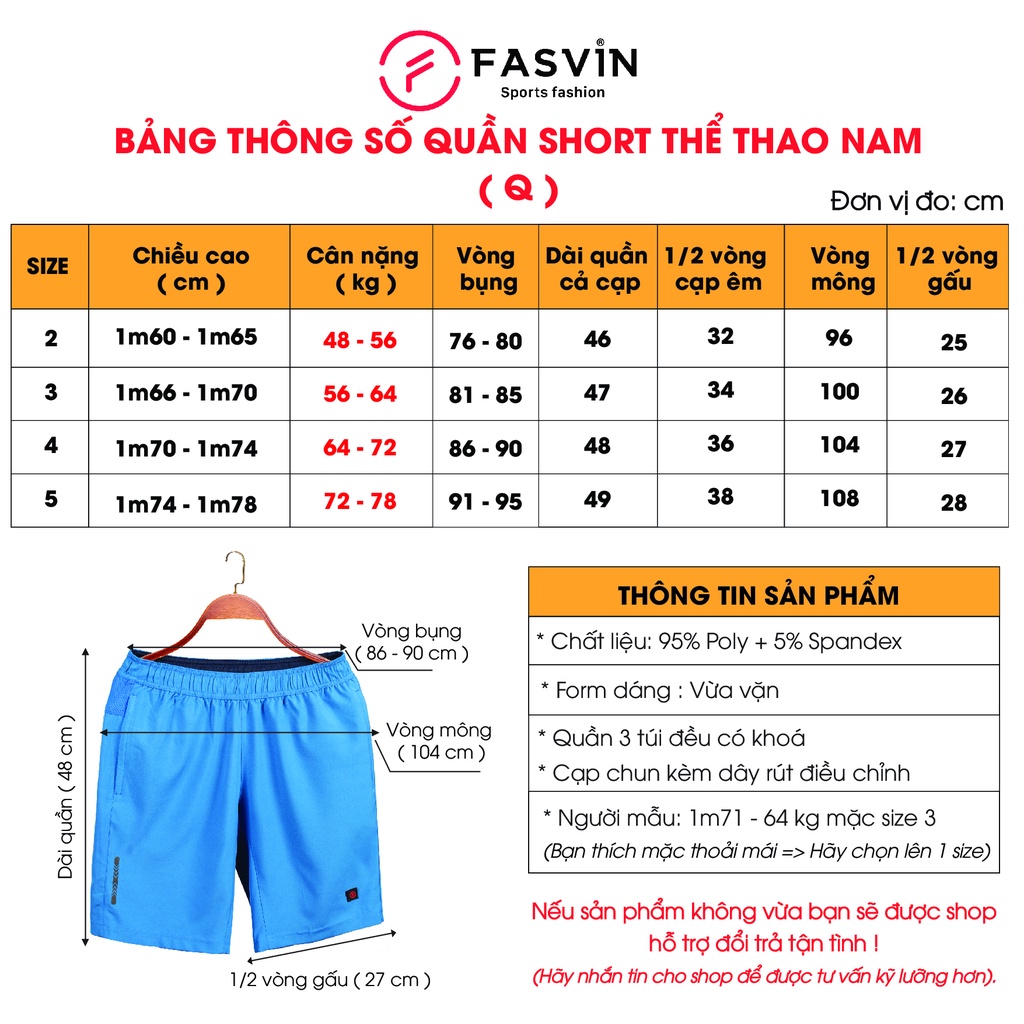 Quần đùi nam FASVIN vải dù gió co giãn nhẹ mát có khóa túi tiện dụng S20283.HN