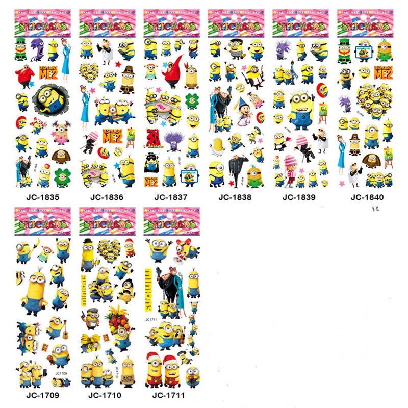 Bộ 10 Tấm Sticker Hoạt Hình Minion 3D Trang Trí Tiệc Sinh Nhật