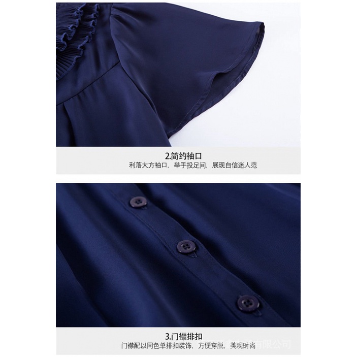 Áo Sơ Mi Tay Ngắn Dáng Rộng Cỡ Lớn Che Bụng Kiểu Phương Tây Dễ Thương Cho Nữ Trung Niên