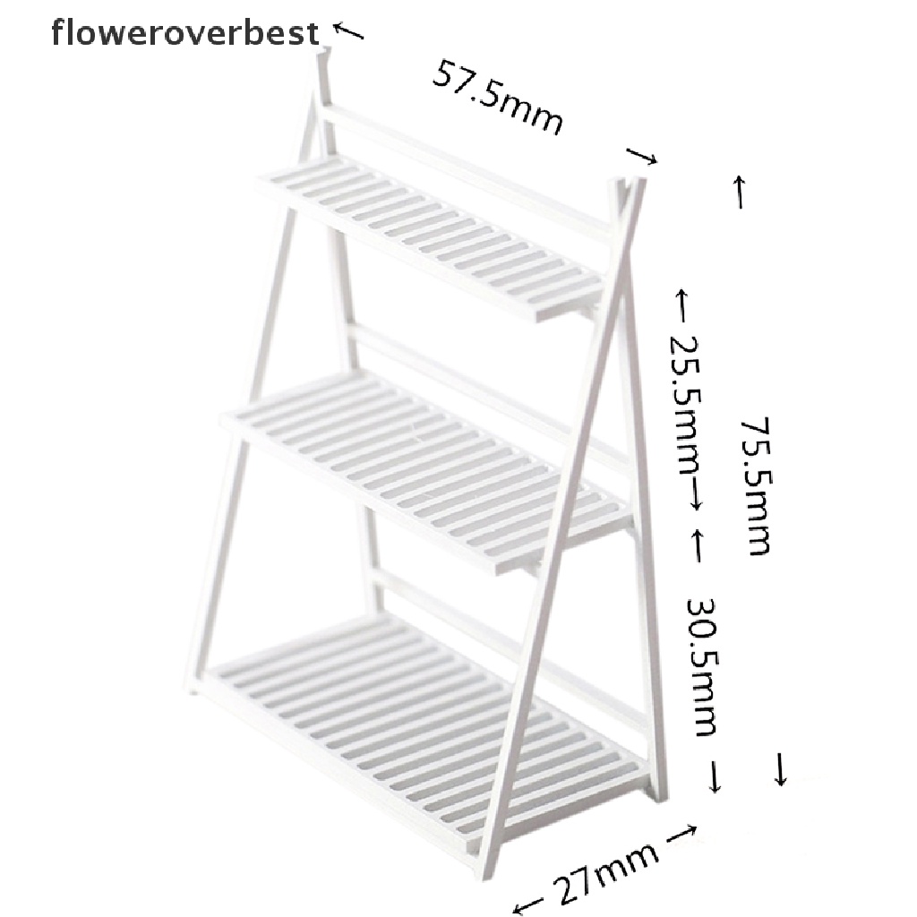 Kệ ba tầng đựng chậu hoa mini dùng để trang trí nhà búp bê tỉ lệ 1: 12