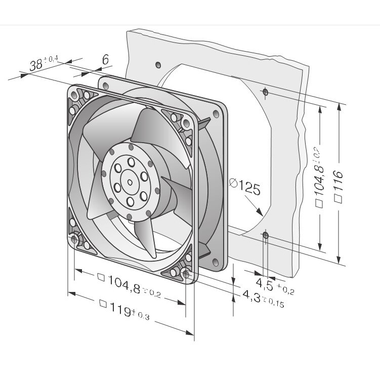 Quạt chống nước, quạt chống ẩm dùng cho nhà yến, nhà nấm ebmPAPST 12038 Vario-Pro DV4118/2NPU 48V 0.46A 22W IP54 12cm
