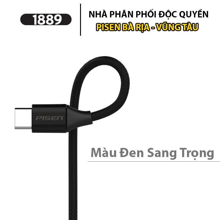 Cáp Sạc Pisen USB Type-C 2.4A 1200m Chống Đứt Gãy - Cáp Sạc Type C Hỗ Trợ Sạc Nhanh Điện Thoại Samsung Android