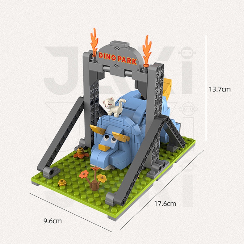 Đồ Chơi Lắp Ráp Kiểu Lego Mô Hình Khủng Long T-REX DINOSAUR JAKI Kiêm Hộp Đựng Bút, Khung Ảnh Để Bàn, Giá Đỡ Sách