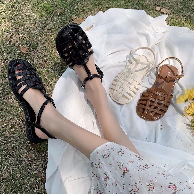 Sandal sục đan chất da split, dép bệt đi biển mùa hè 2022