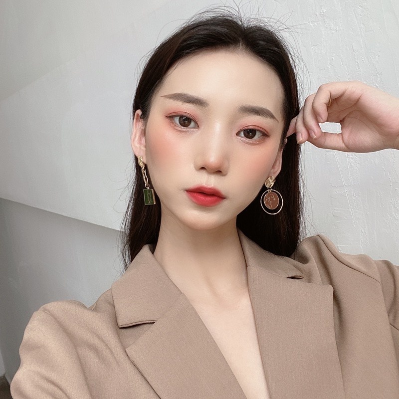 Bông tai nữ dáng dài thiết kế mới lạ, Khuyên tai bạc 925 Hàn Quốc Lại La