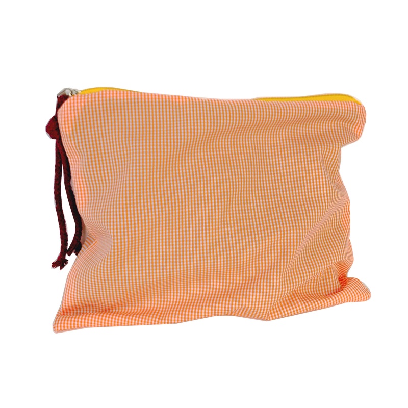 Túi Đựng Đồ Trang Điểm Bằng Cotton Kẻ Sọc Có Khóa Kéo Đa Năng Thời Trang Cho Nữ
