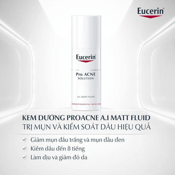 Eucerin Kem Dưỡng Giảm Mụn ProAcne A.I Matt Fluid 50ml