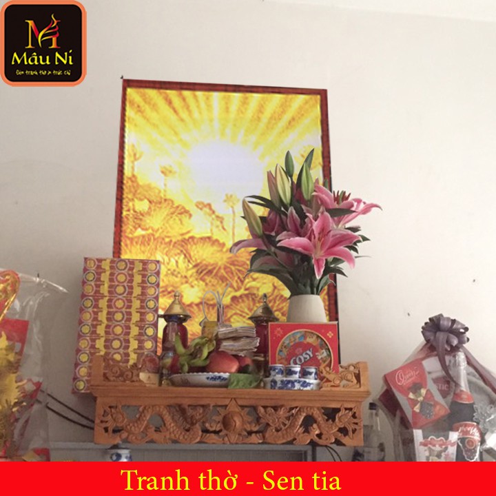 Sx - TRANH THỜ TRÚC CHỈ IN MÂU NI- kt 61cmx81cm - TRANH DÁN TƯỜNG Bàn thờ ,vách thờ,...
