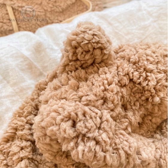 Mũ kiêm khăn choàng cổ hình tai gấu dễ thương phong cách Nhật bản