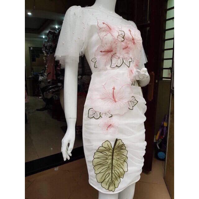 ẢNH VÀ VIDEO THẬT 10000%   đầm body nhún hoa thiêu