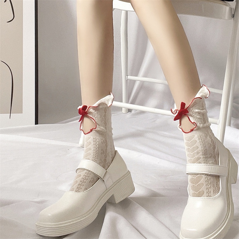 Vớ Nhung Phối Ren Màu Sắc Tương Phản Phong Cách Lolita Ngọt Ngào Cho Nữ